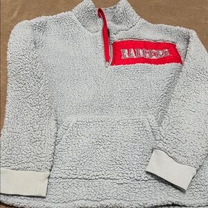 PINK Victoria's Secret Gray and Red Kids Sherpa Hoodie